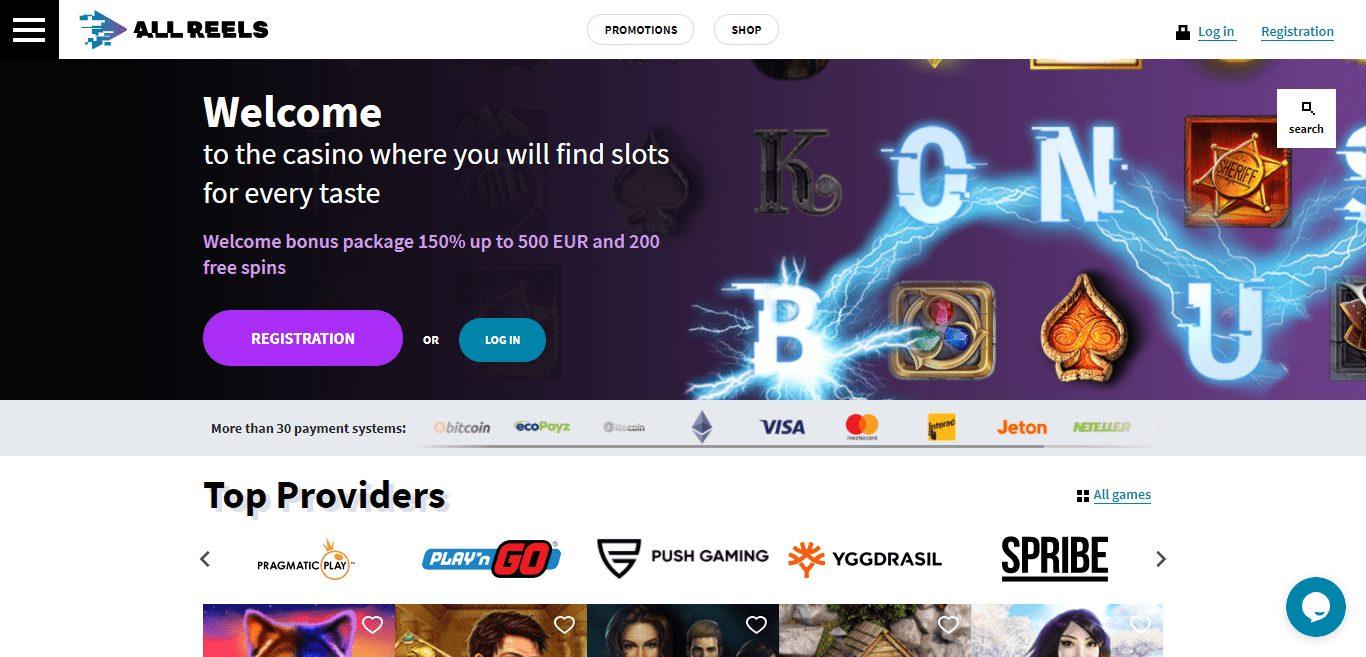 AllReels Casino Review : Bonus Package 150% up to 500 EUR and 200 Free Spins