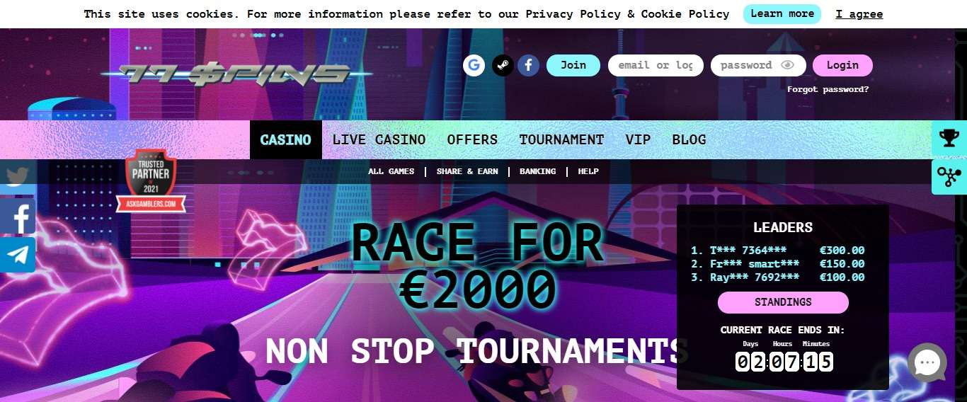 77Spins Casino Review: 400% Bonus On Your First Deposit