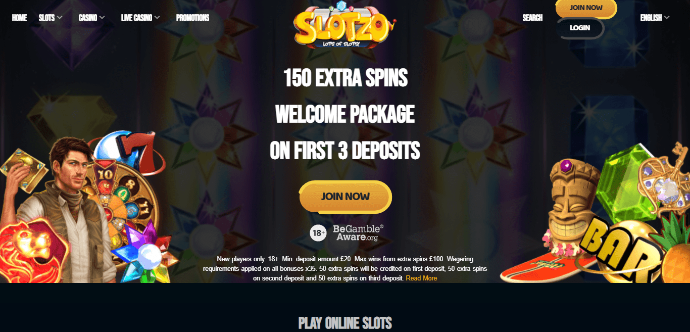 Slotzo Casino Review : 150 Extra Spins Welcome Package On First 3 Deposits