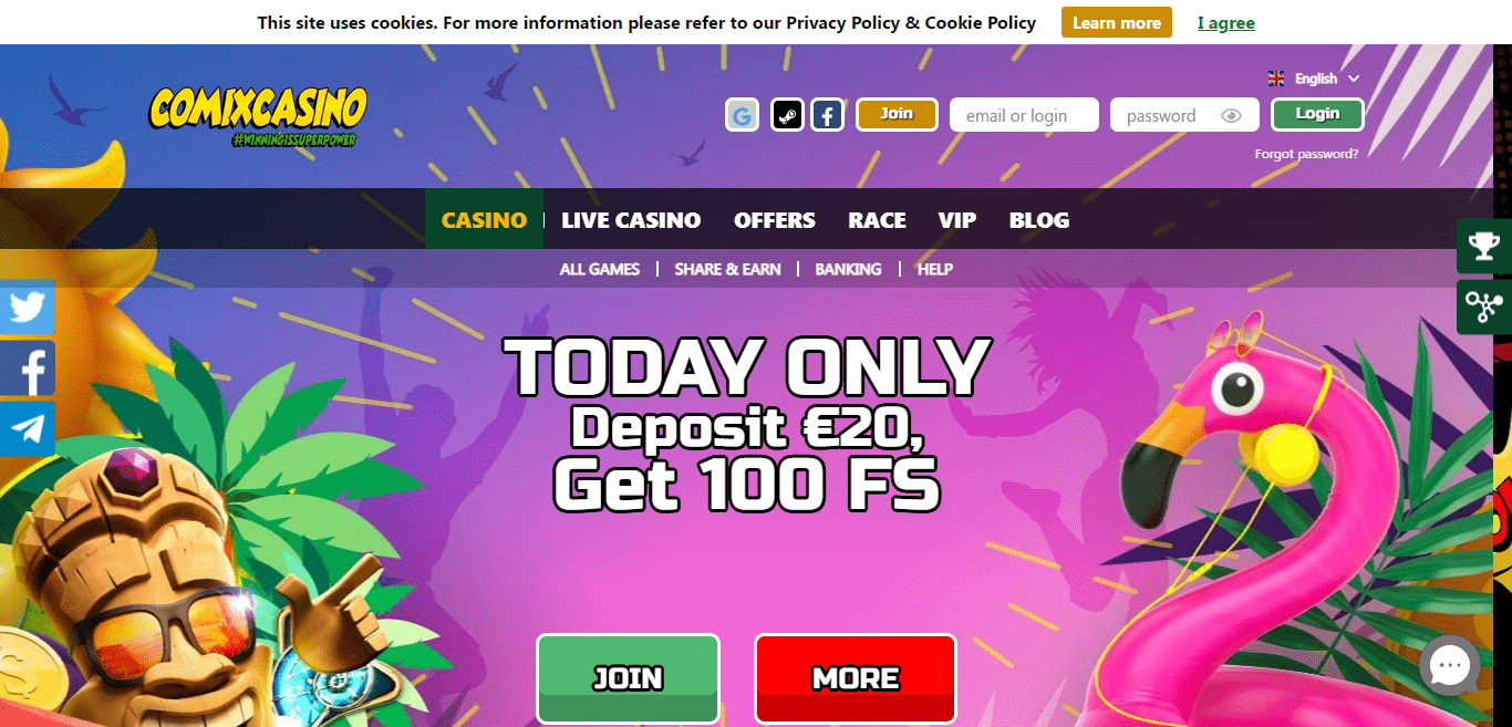 Comixcasino.com Casino Review : Today Only Deposit €20, Get 100 Free Spins