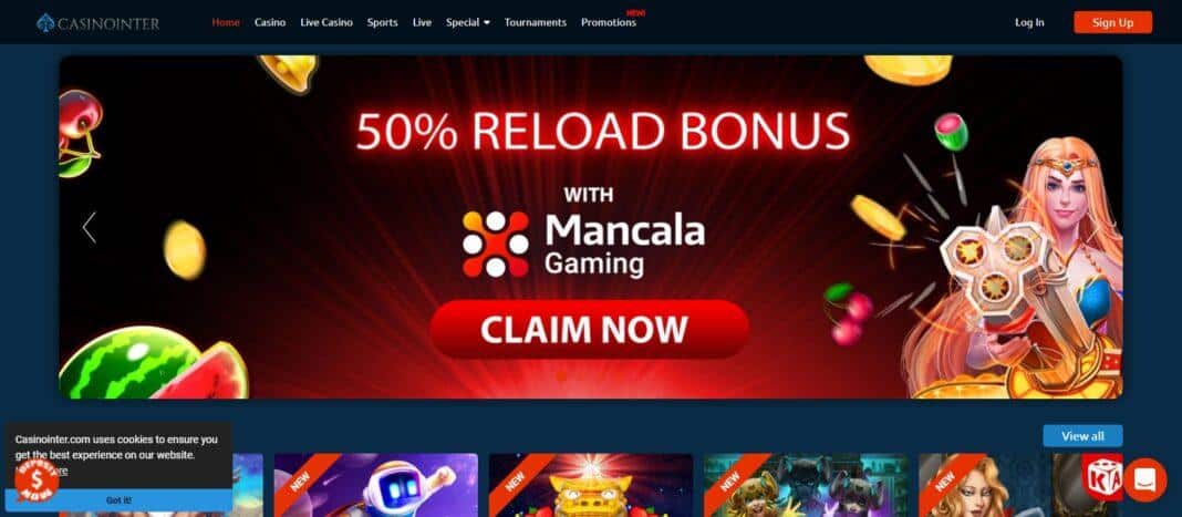Casinointer.com Review: 50% Reload Bonus With Mancala Gaming