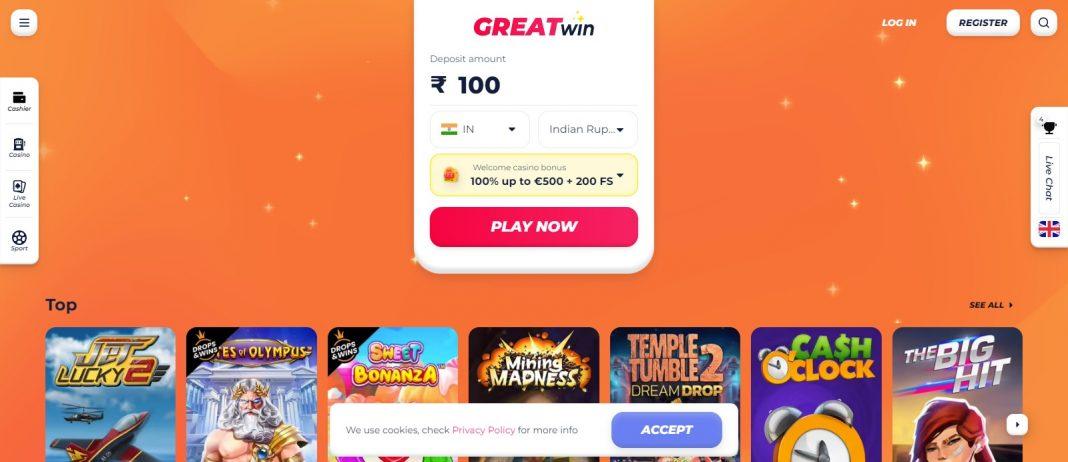Greatwin Casino Review: 100% up to €/$ 500 + 200 Free Spins
