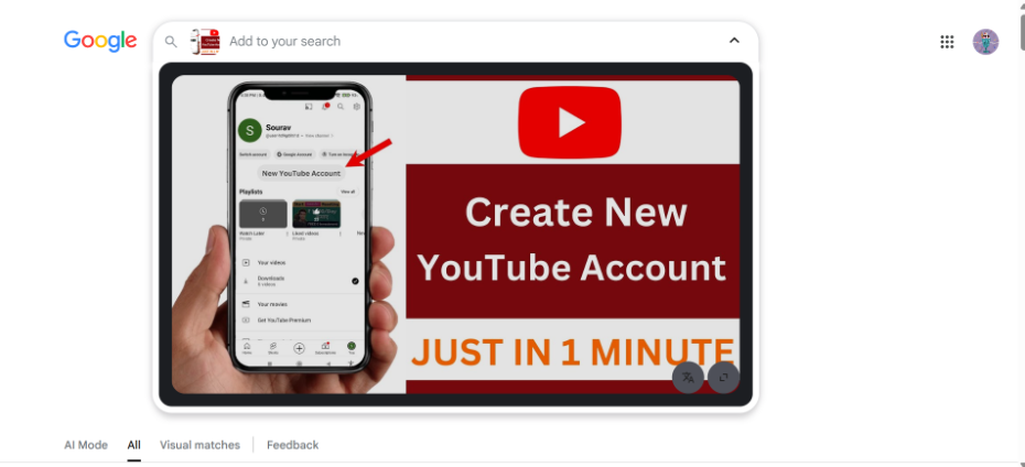 Create an account on YouTube