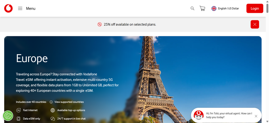 Vodafone Europe 19GB