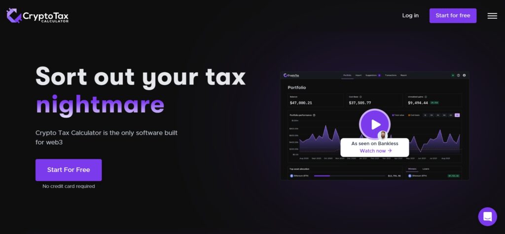 9. CryptoTaxCalculator (Best Crypto Tax Software)