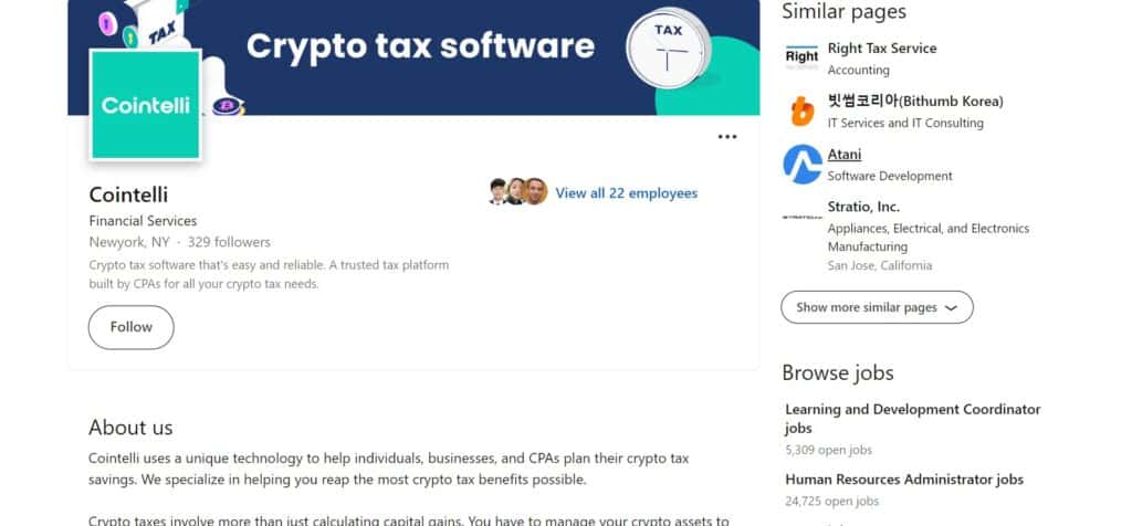 17. Cointelli(Best Crypto Tax Software)