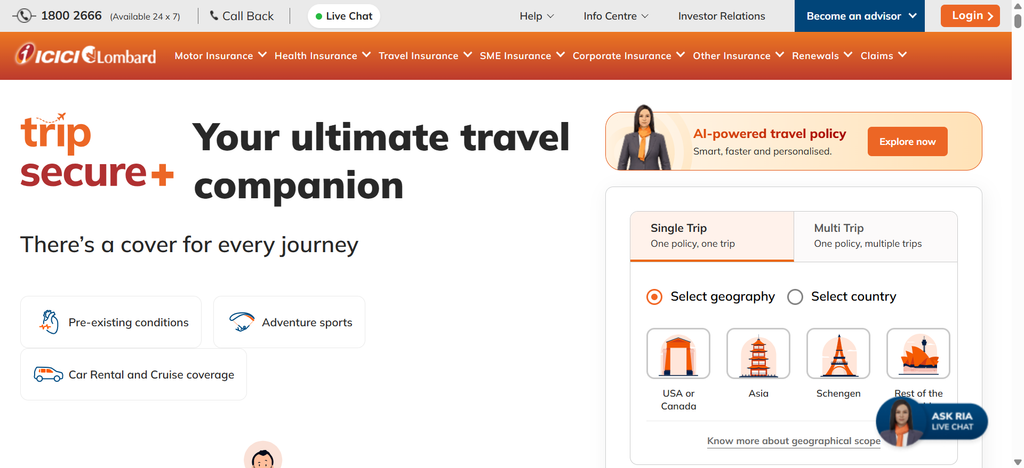 ICICI Lombard ([TripSecure+]