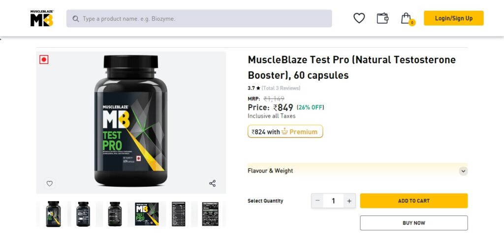 MuscleBlaze Test Pro (Natural Testosterone Booster) Unflavoured