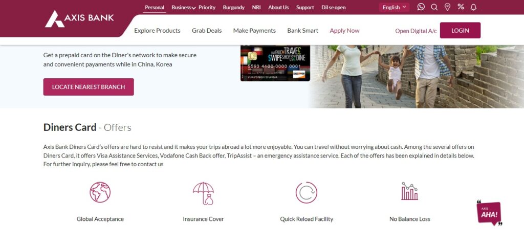 Axis Bank Diners card