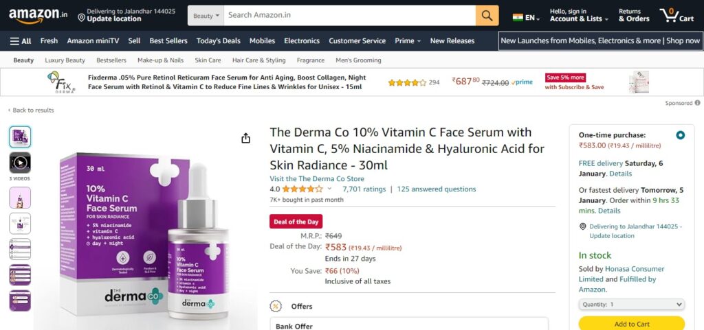 The Derma Co 10% Vitamin C Face Serum