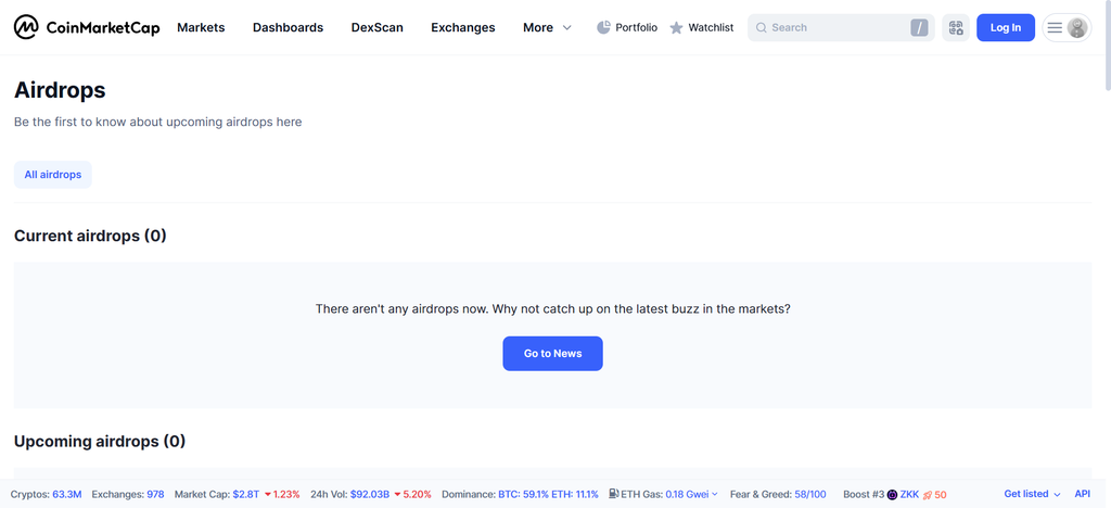 CoinMarketCap Airdrops
