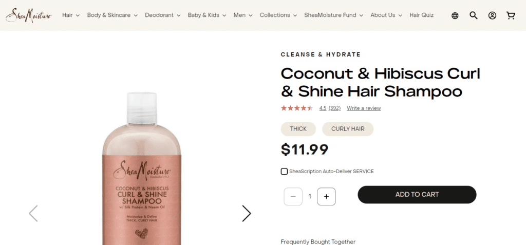 SheaMoisture Coconut & Hibiscus Curl & Shine Shampoo
