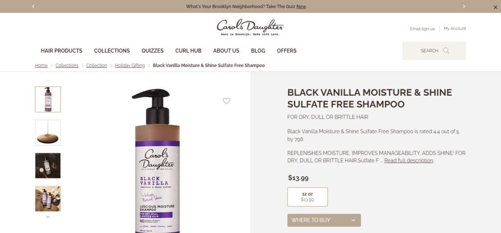 Carol's Daughter Black Vanilla Moisture & Shine Sulfate-Free Shampoo and Hydrating Conditioner