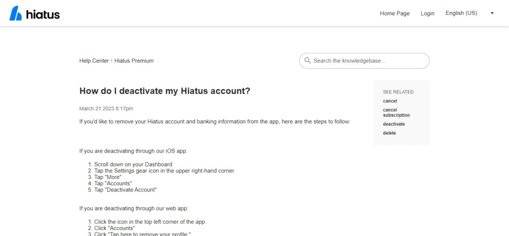 Hiatus (Best App to Cancel Subscriptions)