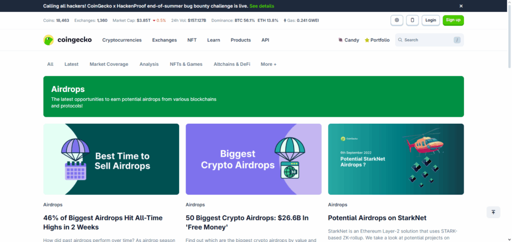CoinGecko Airdrops