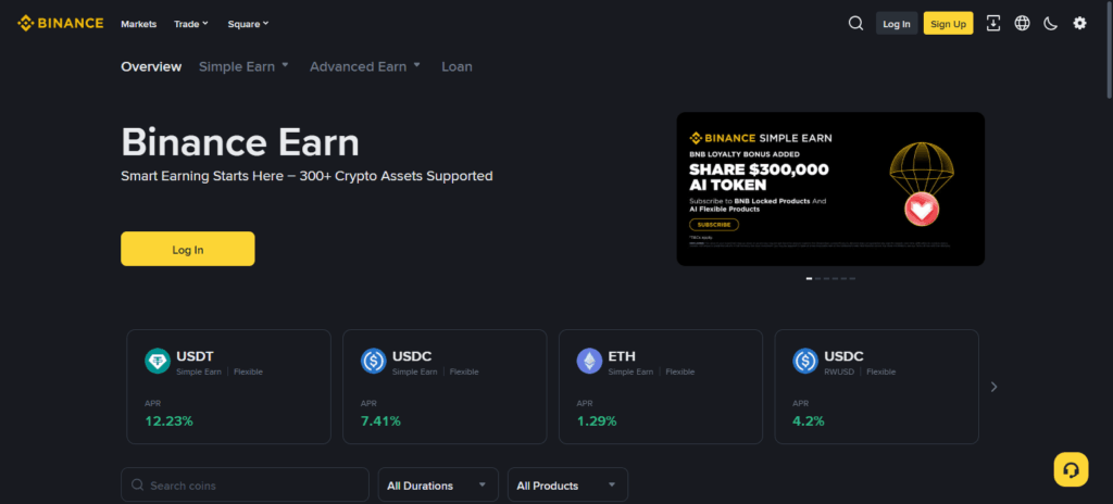 Navigate to Binance Earn