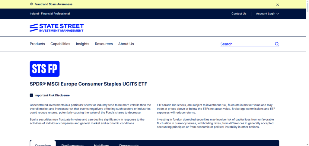 SPDR MSCI Europe Consumer Staples ETF