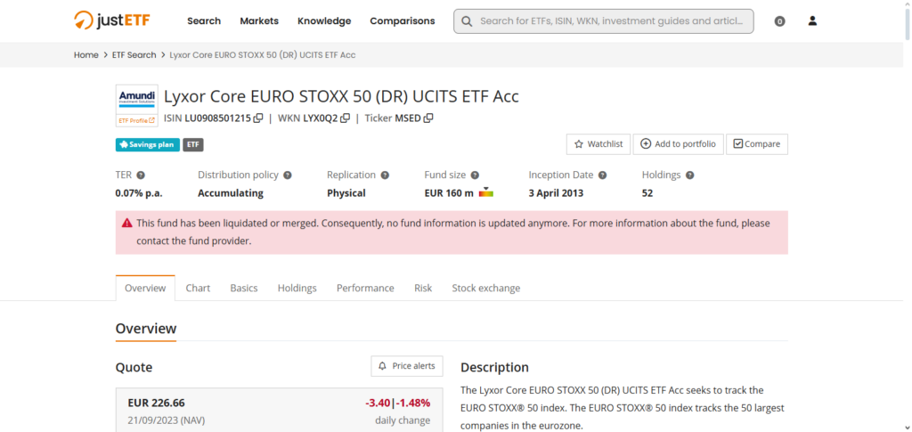 Lyxor EURO STOXX 50 ETF