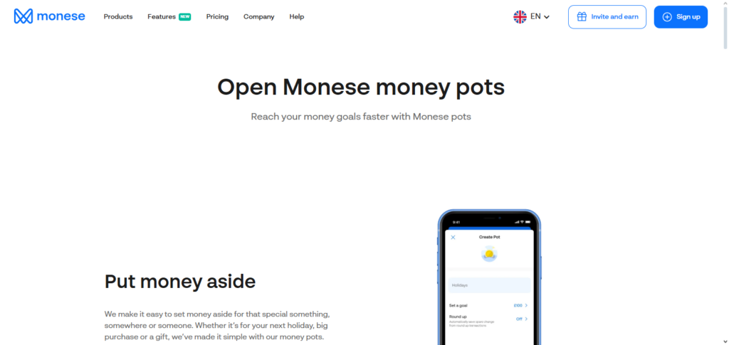 Monese Savings Pots