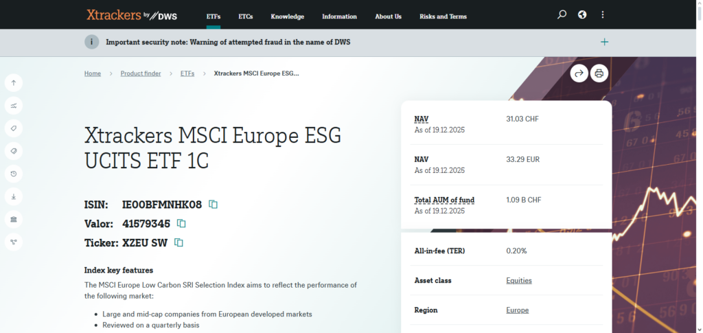 DWS Xtrackers MSCI Europe ESG UCITS ETF