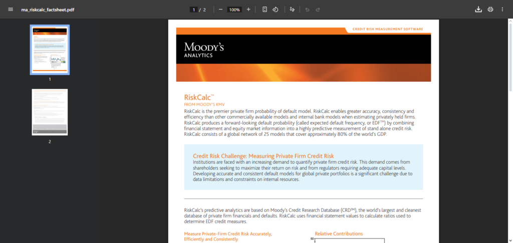 Moody’s Analytics RiskCalc