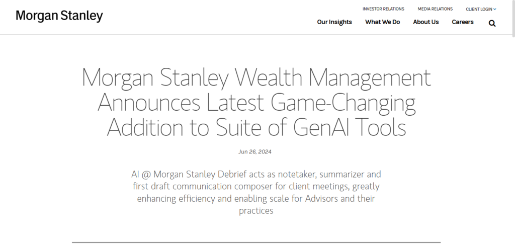 Morgan Stanley Next Best Action AI