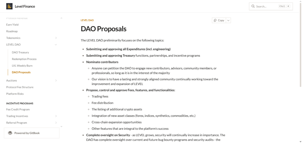 Level Finance Prop DAO