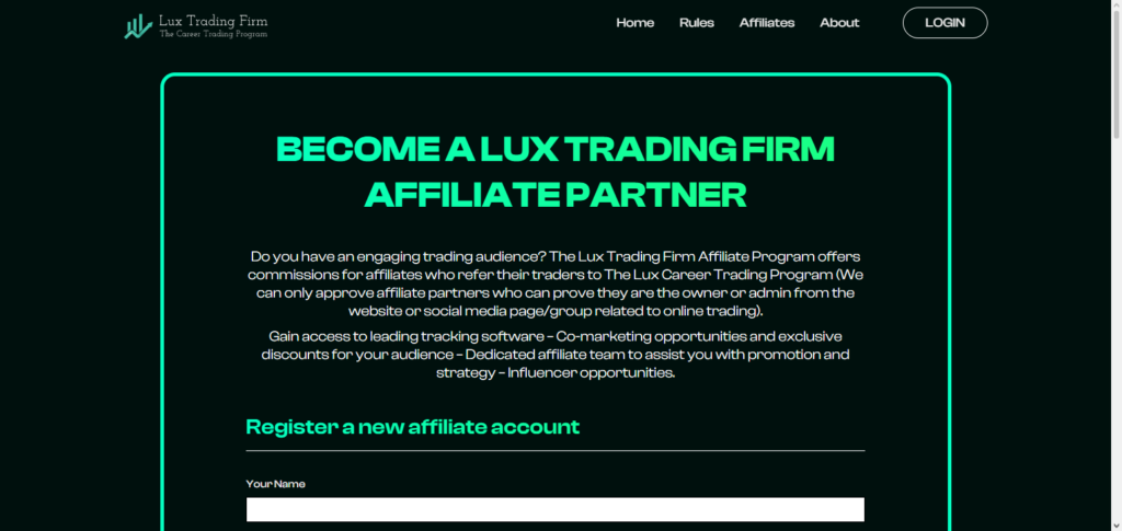 Lux Trading Firm Affiliate Program