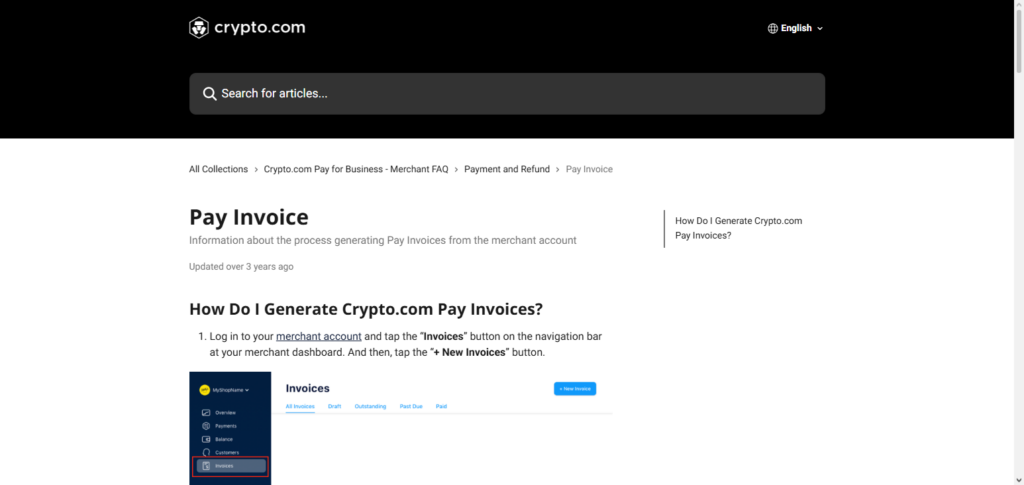 Crypto.com Pay Invoices