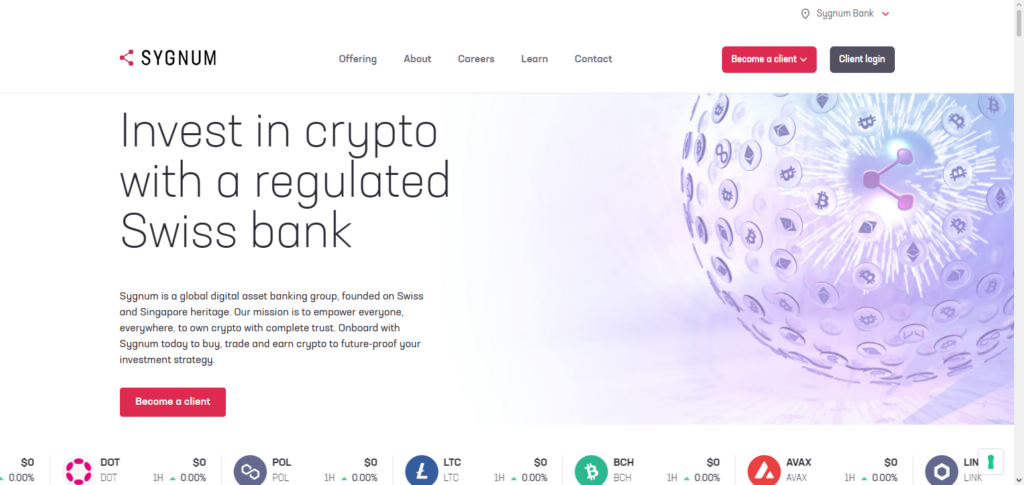 Sygnum Bank Dashboard