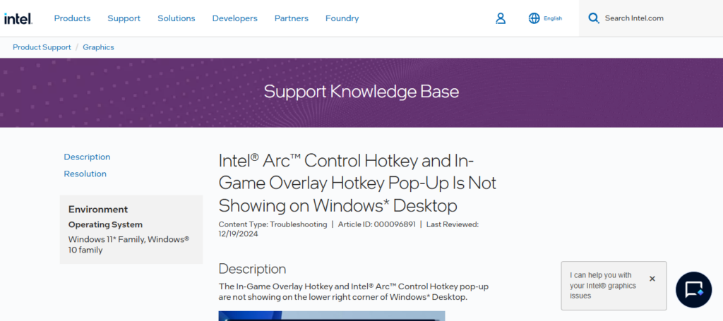Intel Arc Control Overlay
