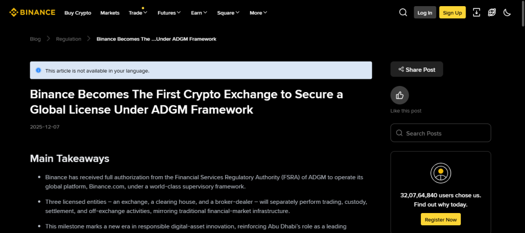 Binance Global (Regulated Entities)