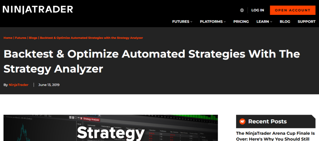 NinjaTrader 9 Strategy Tester
