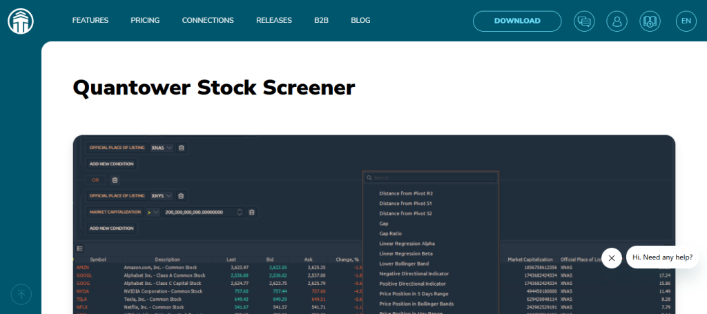 Quantower AI Screener