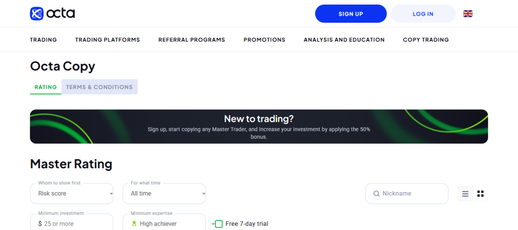 Octa CopyTrading