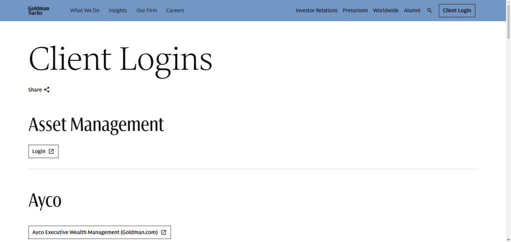 Goldman Sachs Private Wealth Portal