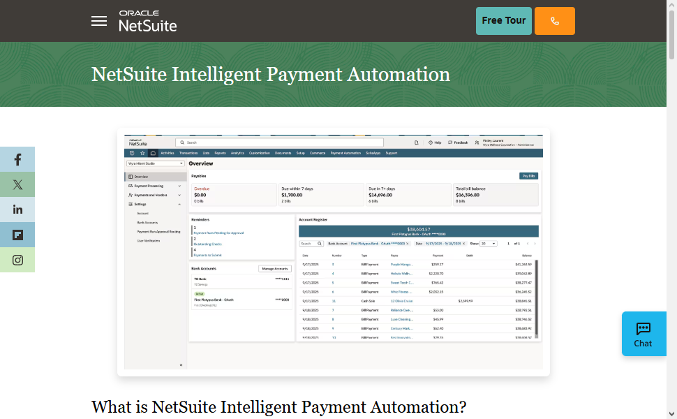 Oracle NetSuite Bill Pay