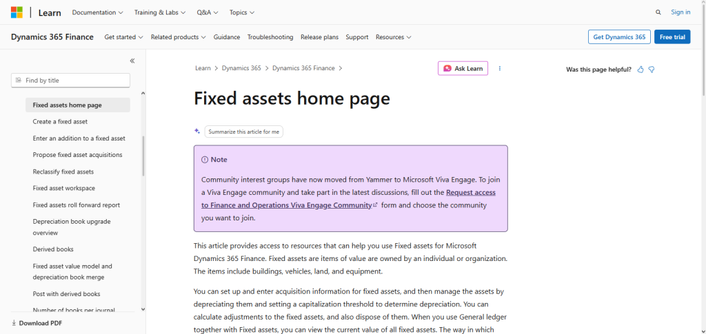 Microsoft Dynamics 365 Fixed Assets