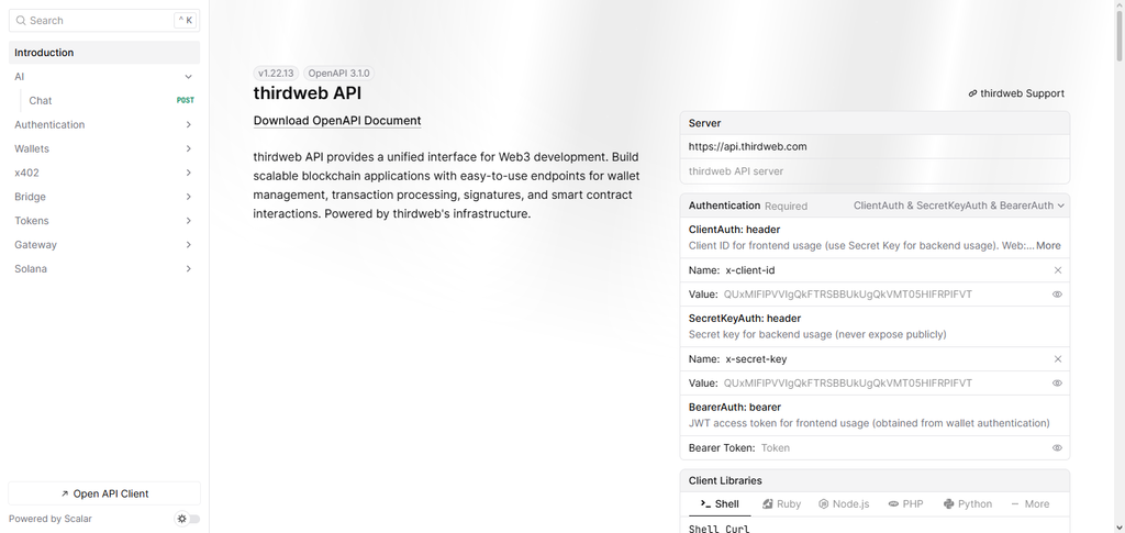 Thirdweb AA API